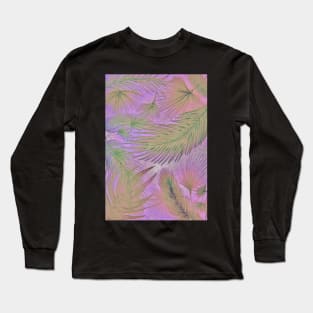 PINK FEATHERS TROPICAL AR PALM PRINT MAUVE PASTEL PINK DECO DESIGN Long Sleeve T-Shirt